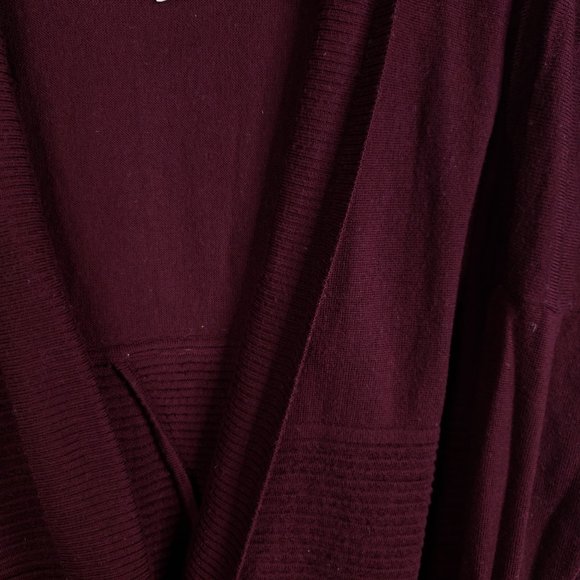 Lululemon Women's Sz 12 100% Merino Wool Open Front Cardigan Wrap Wine Maroon - Picture 3 of 8